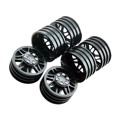 Black Alloy 1.9 Wheel Rim Set  2 front +2 Dually Rear for RC4WD RC Car Crawler - Image 1 of 4