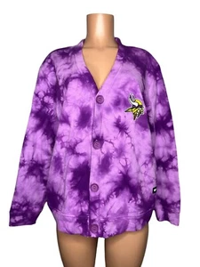 Minnesota Vikings NFL The Wild Collective Tie Dye Cardigan Sweatshirt Jacket - Picture 1 of 10