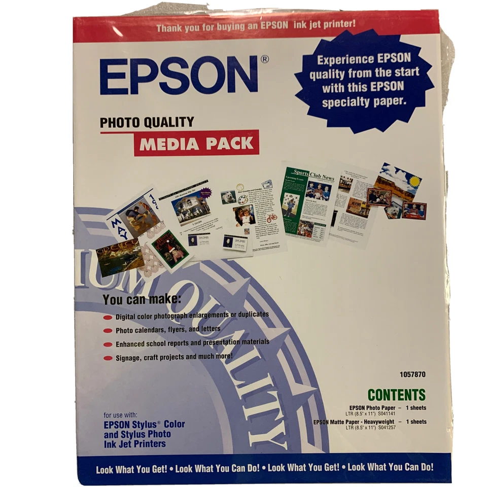 Sealed Epson photo quality media pack contains 1-sheet paper and 1-sheet matte - Image 1 of 4
