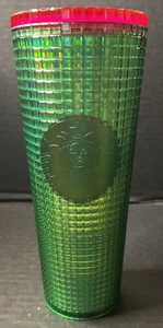 Starbucks Iced Cup 2023 Watermelon Grid Green Pink Deckel 24oz - Bild 1 von 7