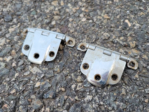 Pair of Vintage Stanley Art Deco Style Chrome Chest Box Hinges 2 1/2" Wide Cover
