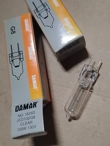 (2) DAMAR-JCD100/GB No.1825D Clear 100w 130v Bi Pin G8 Light Bulbs - Picture 1 of 3