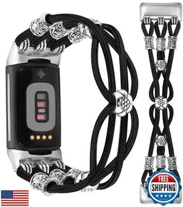 TOYOUTHS Beaded Bracelet Band Compatible with Fitbit Charge 6 Bands/Fitbit Ch - Picture 1 of 5