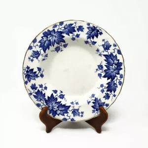 Hulme Soup Bowl Semi-Porcelain Reliable Transferware Blue Maple Leaves Antique - Picture 1 of 9