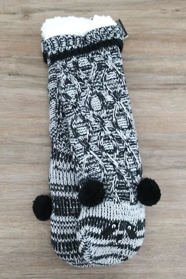 Meias Bee & Willow Panda malha cabo espreguiçadeira caseira forrada Sherpa preto e branco  - Imagem 1 de 4