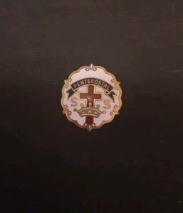 Vintage Pentecostal Sunday School Enameled Pin Little Cross & Crown System - Picture 1 of 5
