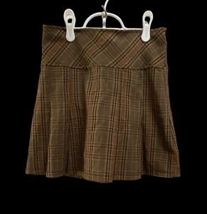 Girls's Skort Skirt Pull On Elastic Waist Pleated Brown Plaid Size 14 L Uniform - Picture 1 of 4