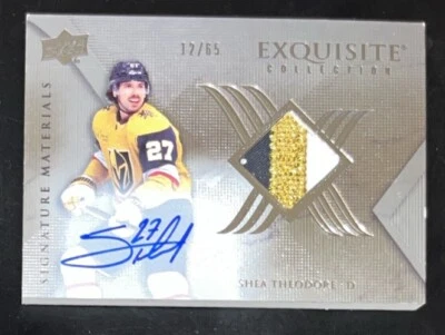 2022-23 Upper Deck Exquisite Collection SHEA THEODORE 3 CLR Patch Auto /65! - Image 1 of 2