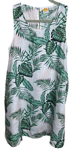C&C California 100% Linen Shift Dress Sleeveless Palm Leaf Tropical Size Small - Picture 1 of 10