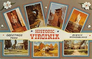 Postal VA: Saludos desde Virginia histórica, Multiview, años 60 - Imagen 1 de 2
