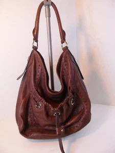 B Makowsky Burgundy Pebbled Leather Hobo Slouchy Shoulder Bag Purse Handbag - Picture 1 of 10