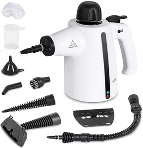 Handheld Steam Cleaner, 9-Piece Accessory Set, White, Steamer for Cleaning, Couc - Picture 1 of 12