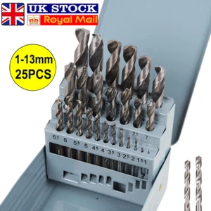 25 PC Heavy Duty HSS Metal Drill Bit Set 1-13mm Quality High Speed Metric Tool - Picture 1 of 15