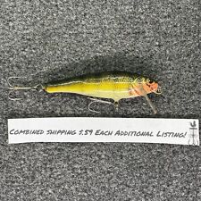 Bagley's Small Fry Perch All Brass Vintage Crankbait Lure P9 Perch on Chartreuse