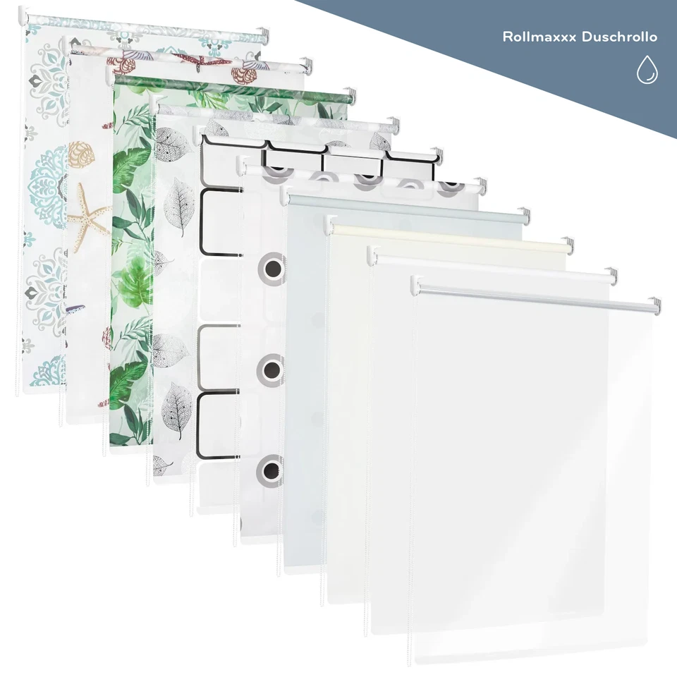 Duschrollo Dusche Rollo Duschvorhang Badewannenvorhang Viele Muster ROLLMAXXX® - Bild 1 von 4