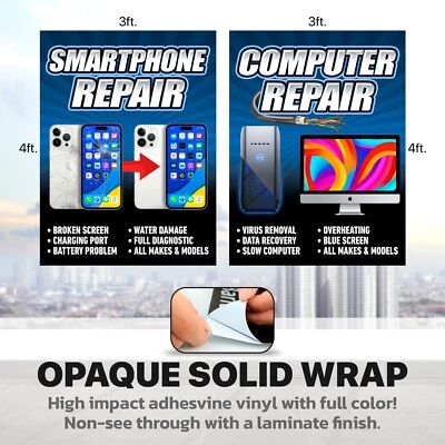 Computer Smartphone Tablet Repair window graphics sign banner iphone pc android  - Image 1 of 4