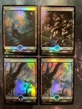 MTG 4x Full Art FOIL Basic FOREST - Zendikar Rising - NM - FREE SHIPPING!