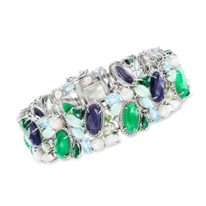 120.32 TCW Pearl & Multi-Color Gemstone Cluster Anniversary Bracelet For Women's - Picture 1 of 6