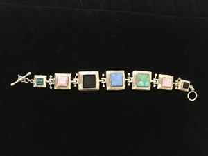 925 Sterling Silver Multi Gemstone Bracelet Marked Thailand 925 - Picture 1 of 7