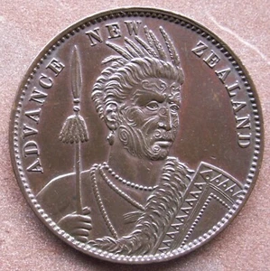 NEW ZEALAND TRADE TOKEN MILNER & THOMPSON CHRISTCHURCH PENNY 1881 A378 - Picture 1 of 2