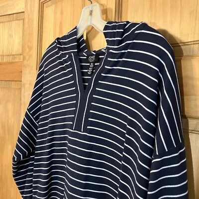 Jones New York Signature Hooded Striped Pullover Pockets Nautical Women's M - Image 1 of 4