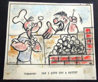 POPEYE sailor 1960 BARBECUE FOR TWO ORIGINAL PRODUCTION cel drawing STORYBOARD - Image 1 of 2
