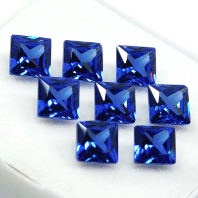Lote de 9-10 piezas de piedras preciosas sueltas corte princesa zafiro azul ceilán natural 100 quilates Foto 1 de 4