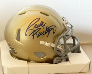Rudy Ruettiger signiert Notre Dame Fighting Irish Mini Helm Beckett Zeuge - Bild 1 von 2