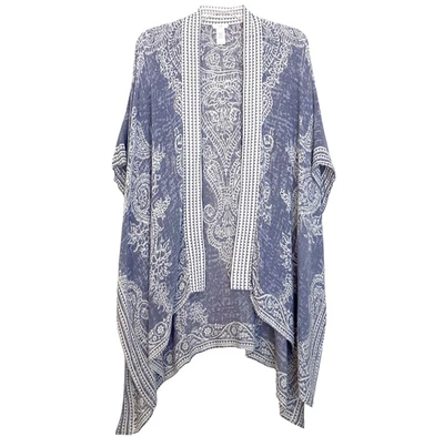 Женское кимоно J JILL размер OS пейсли открытый асимметричный подол легкое синее - Изображение 1 из 4