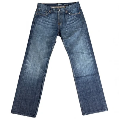 7 For All Mankind Austyn Jeans Mens 34x33 Blue Denim Medium Wash Straight Leg - Image 1 of 4