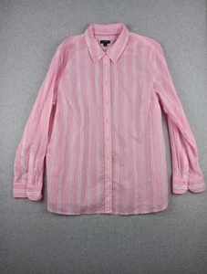 Talbots Shirt Damen L zierlich rosa gestreift Baumwolle Knopfleiste leicht - Bild 1 von 6