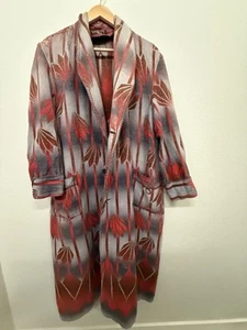 VINTAGE 40s PILGRIM CAMP BLANKET ROBE GEOMETRIC ART DECO SOUTHWESTERN BEACON - Picture 1 of 14