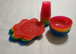 Set of 17 Vintage Ikea Rainbow Cups, Bowls, Plates Rare - Picture 1 of 21