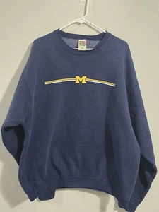 Vintage 1990 University Of Michigan Heavyweight Crewneck Sweatshirt Mens Size XL - Picture 1 of 9