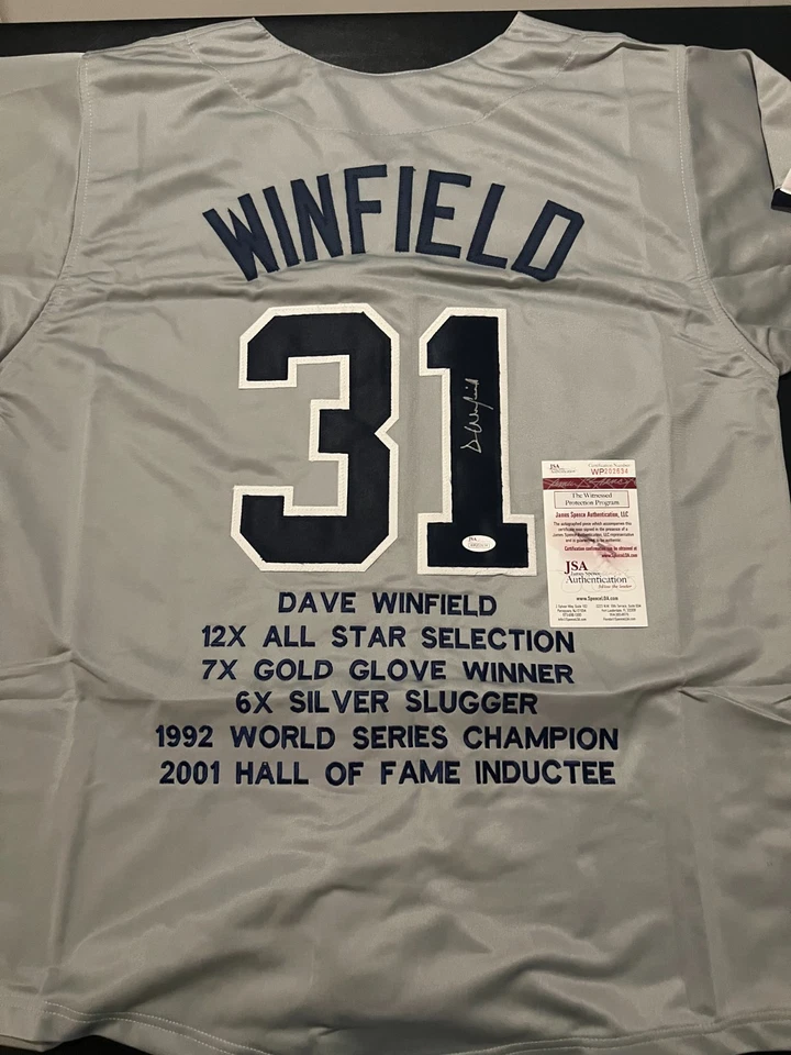 Dave Winfield Signed New York Yankees Career Highlight Stat Jersey (JSA COA)  - Image 1 of 4
