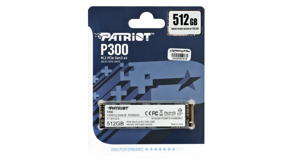  SSD Patriot P300 M.2 PCI-Ex4 NVMe 512 GB 1,7 GB/s MEMORIA PATRIOT Foto 1 de 1