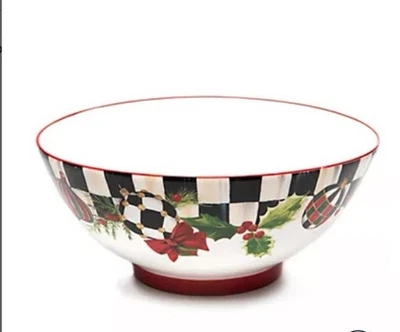 Mackenzie Childs Deck The Halls Serving Bowl BNIB - Image 1 of 2