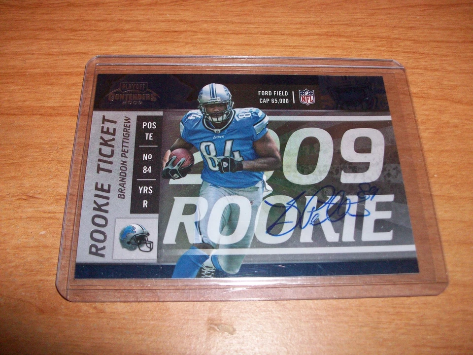 2009 BRANDON PETTIGREW PLAYOFF CONTENDERS ROOKIE AUTO CARD LIONS - Image 1 of 1