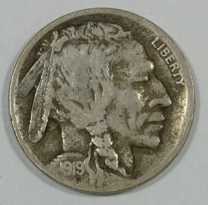 1919-D Buffalo Nickel FINE 5c - Imagen 1 de 4