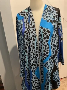 Bob mackie wearable art women's size L top animal print open front multicolored - Picture 1 of 6