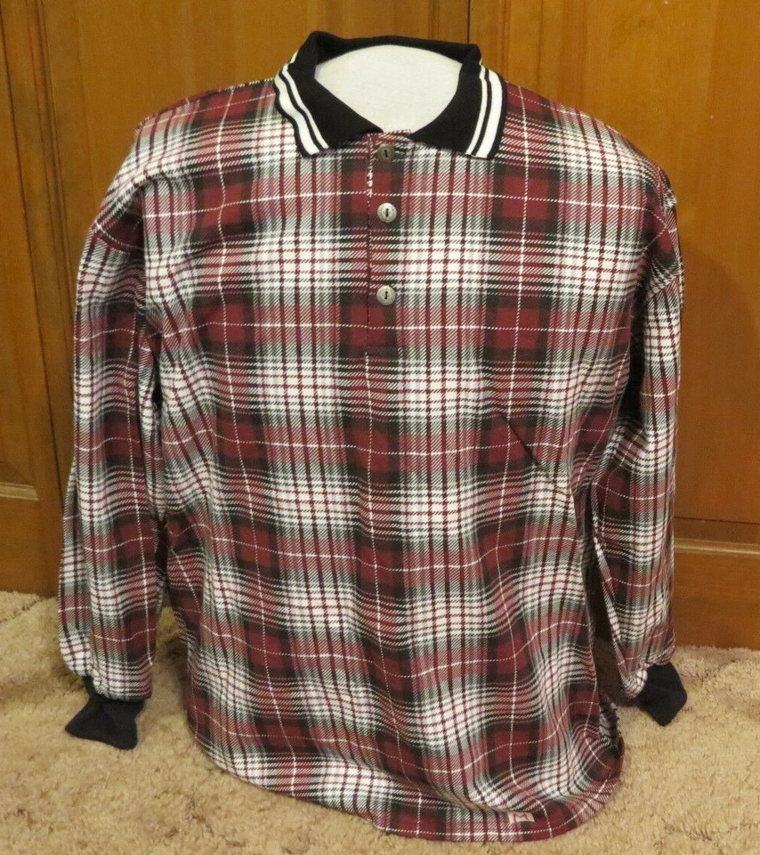 Camisa Delantera Hombre Cuadros 1/4 Botón, Talla:M, Granate, Blanco y Negro Foto 1 de 4
