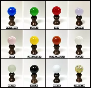 LAMP FINIAL-GLASS ORB IN 12 COLORS-OIL RUBBED BRONZE BASE W/DUAL THREAD (1-Pc.) - Picture 1 of 25