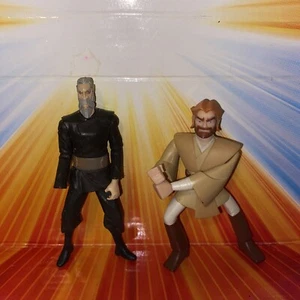 Obi-Wan Kenobi & Count Dooku Star Wars Clone Wars figure 2003 animated series - Picture 1 of 2