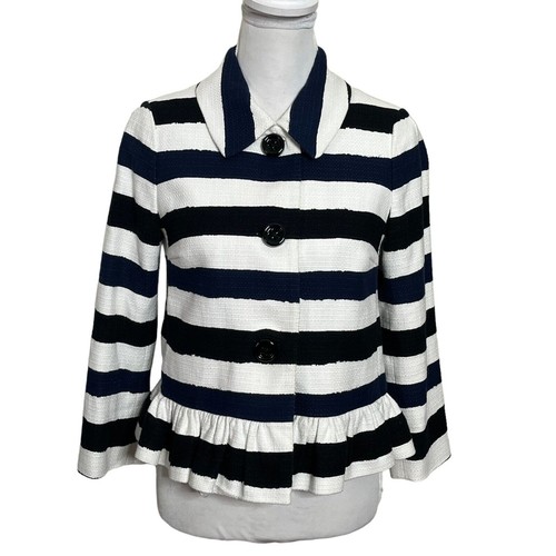 Giacca Kate Spade Ari Nautica Peplum a righe con bottoni davanti donna taglia 4