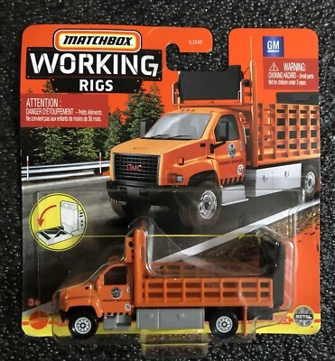 2021 Matchbox Real Working Rigs GMC 3500 Attenuator Truck Orange NEW - Image 1 of 4