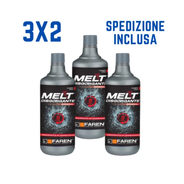 FAREN 3 X Disgorgante Rapido Melt Professionale 750 ML Per Scarichi Lenti e Ingorghi