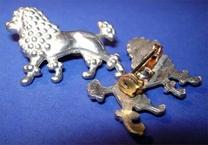 Lot of 3 Detailed Silvery Metal Poodle Dog Vintage Pins - Picture 1 of 2