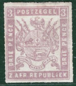 South Africa TRANSVAAL QV Stamp SG.56 3d Lilac (1875) Mint LMM Cat £500 PIBLUE38