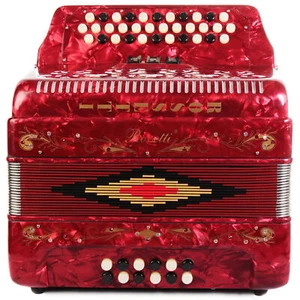 Rossetti 34 Button Accordion 12 Bass 3 Switches FBE Red - Picture 1 of 4