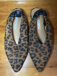 & Other Storie Women's 7 Leopard Animal Print Slip On Flat Pointe Toe Shoe - Picture 1 of 8